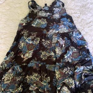 Black and blue floral dress